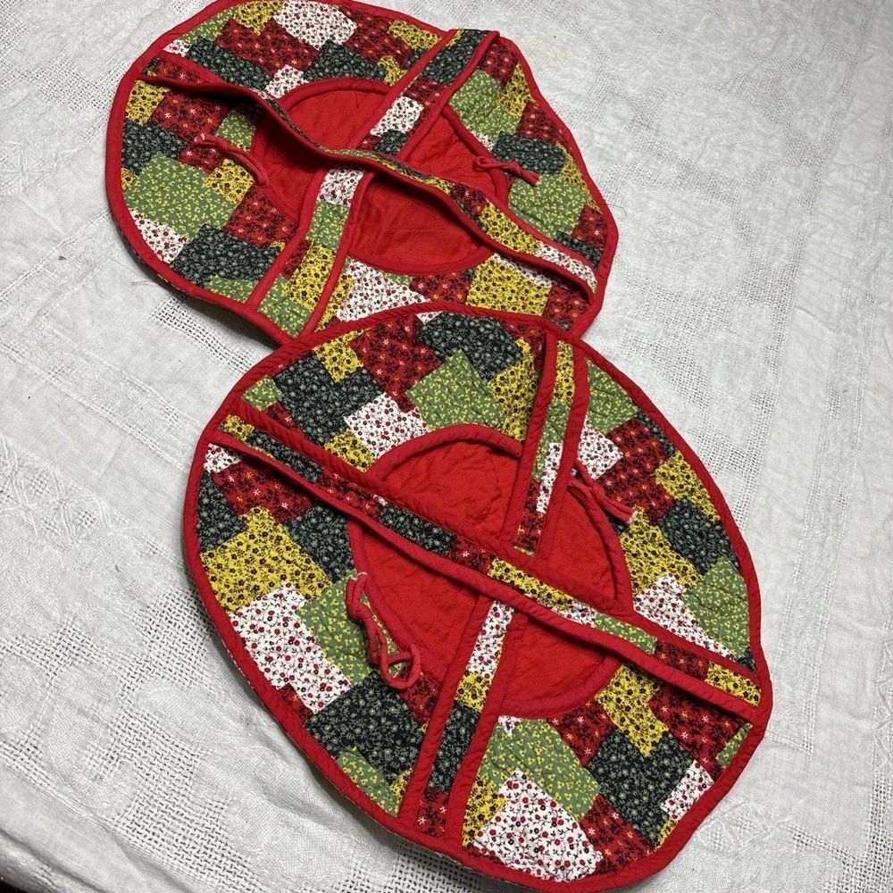 Lot Of 2 Vintage Hot And Cold Casserole Dish Carriers Patchwork Handmade Quilted